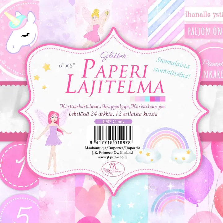 J.K. Primeco paperilajitelma 6x6 Candy glitter