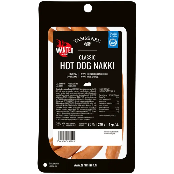 Tamminen Hot Dog nakki 4kpl 240g