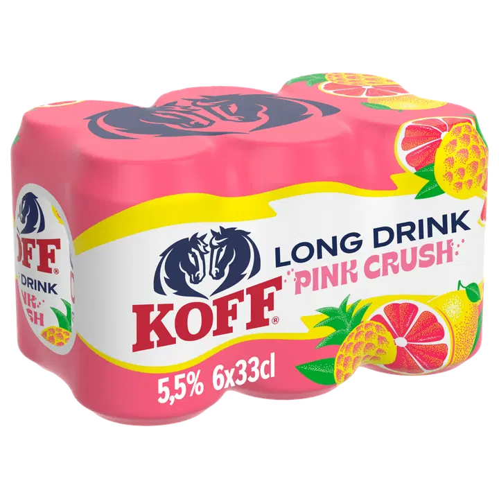 6-pack Koff Long Drink Pink Crush Pineapple Pink Grapefruit long drink 5,5 % tölkki 0,33 L