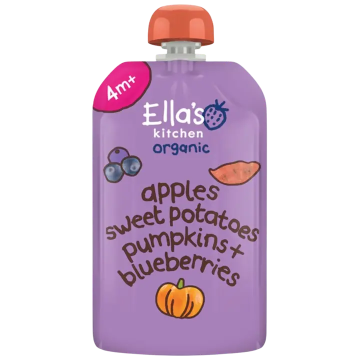Ella's Kitchen Omena-bataatti-kurpitsa-mustikka sose alkaen 4 kk LUOMU 120g