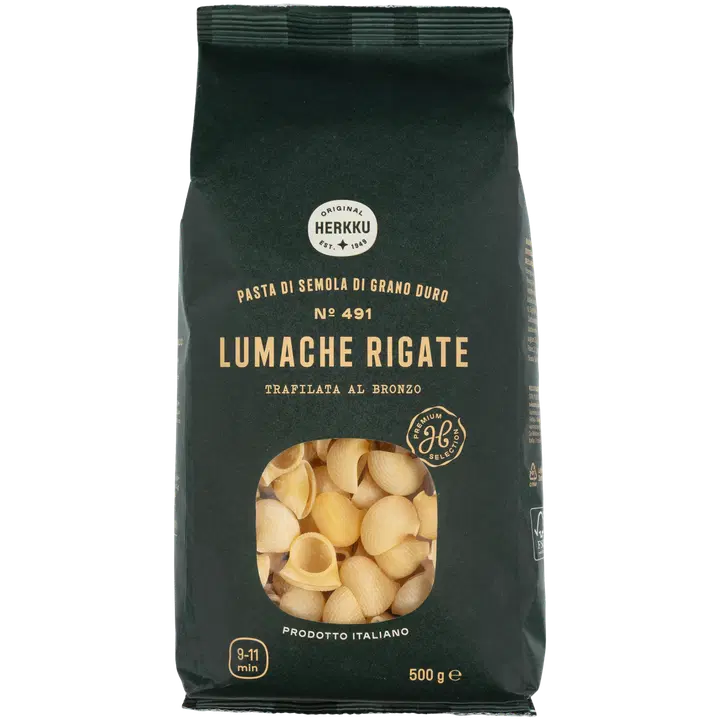 Herkku Lumache Rigate durum pasta 500g
