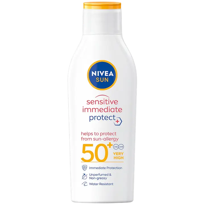NIVEA SUN 200ml Sensitive Immediate Protect Sun-Allergy Lotion SK50+ -aurinkosuojavoide