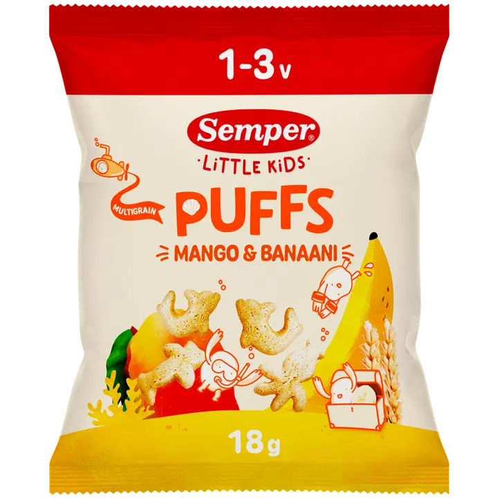Semper Multigrain Puffs Mango & banana luomunaksu 1-3v 18g