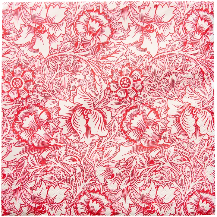 William Morris Pink & Poppy punavalkoinen lautasliina 20kpl/24cm