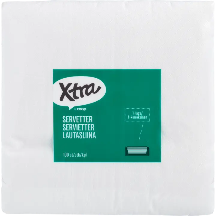 Xtra lautasliina valkoinen 33x33 cm 100 kpl