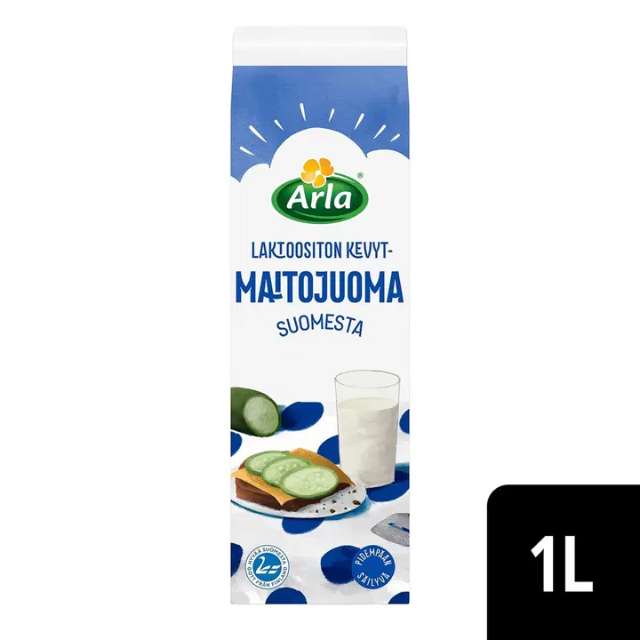 Arla 1 L laktosfri lättmjölkdryck Suomesta ESL
