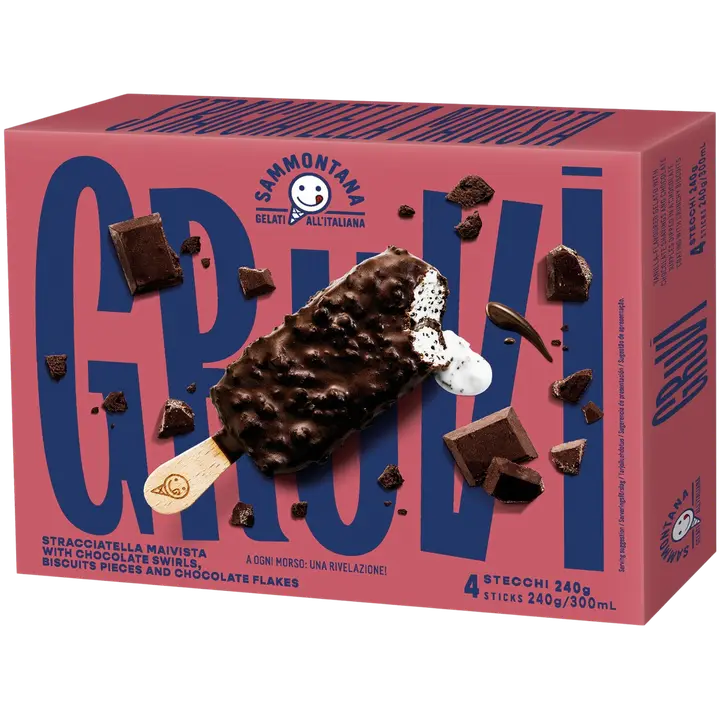 Sammontana Gruvi Stracciatella jäätelöpuikko 4 x 60g = 240g/300ml monipakkaus