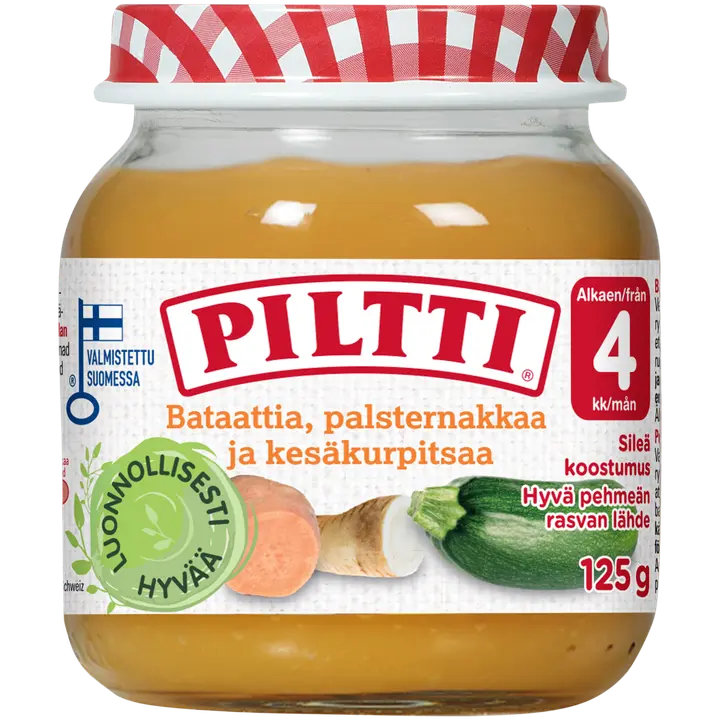 PILTTI 125g Bataattia, palsternakkaa ja kesäkurpitsaa kasvissose 4kk