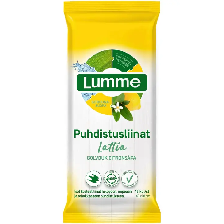 Lumme niisked põrandapesulapid 15 tk sidrun