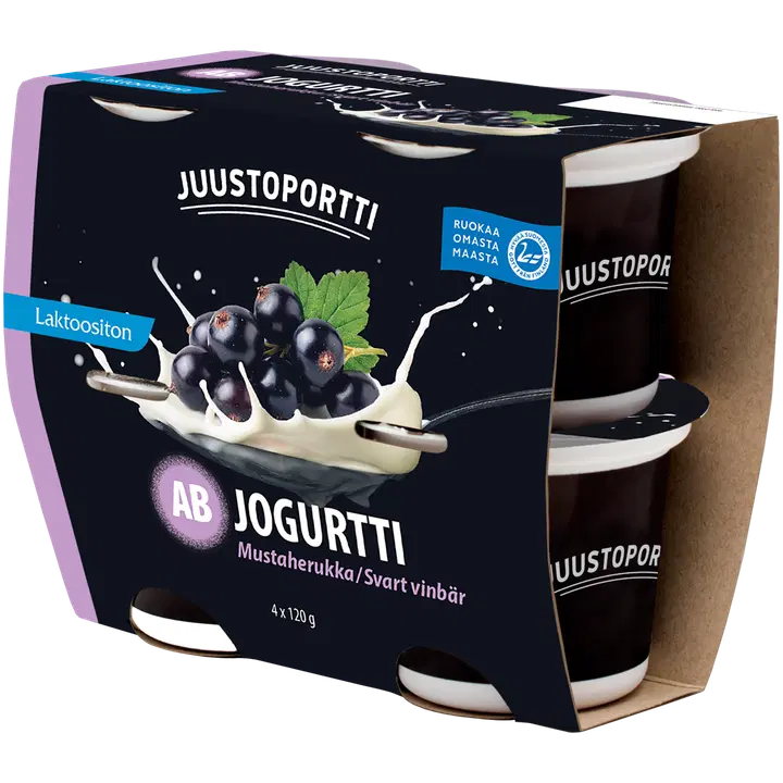 Juustoportti AB-jogurtti 4x120 g mustaherukka laktoositon