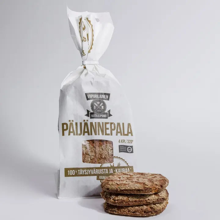 Viipurilainen Päijännepala 320g 100% täysjyväruista ja -kauraa leipä