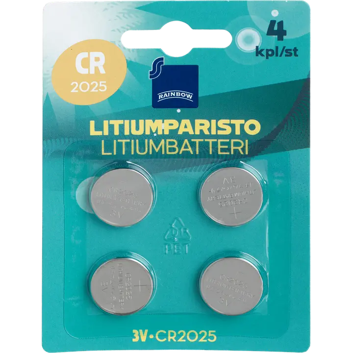Rainbow litiumparisto CR2025 3V 4 kpl