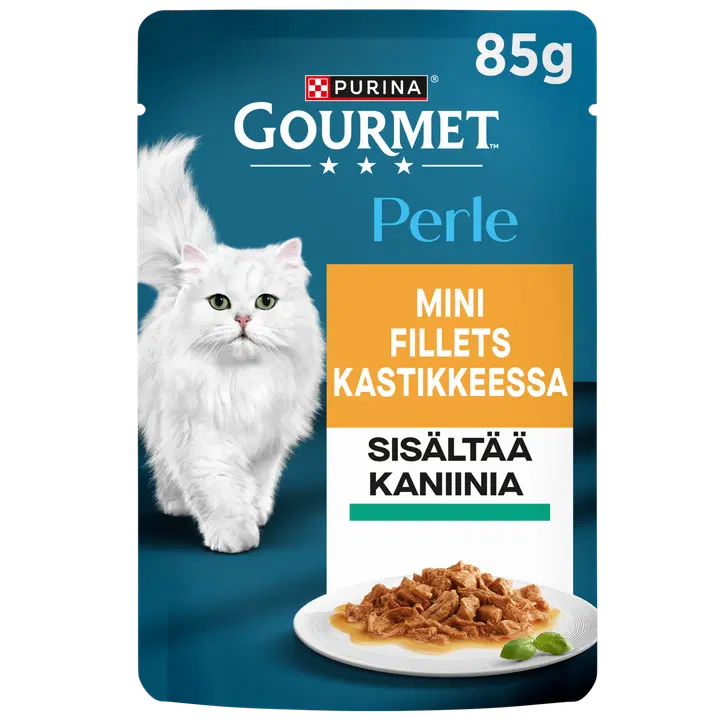Purina Gourmet Perle Mini Fillets Kaniinia Kastikkeessa Kissan märkäruoka 85g
