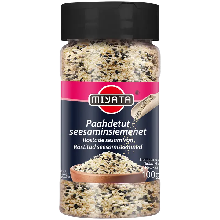 Miyata paahdetut seesaminsiemenet musta-vaalea 100 g