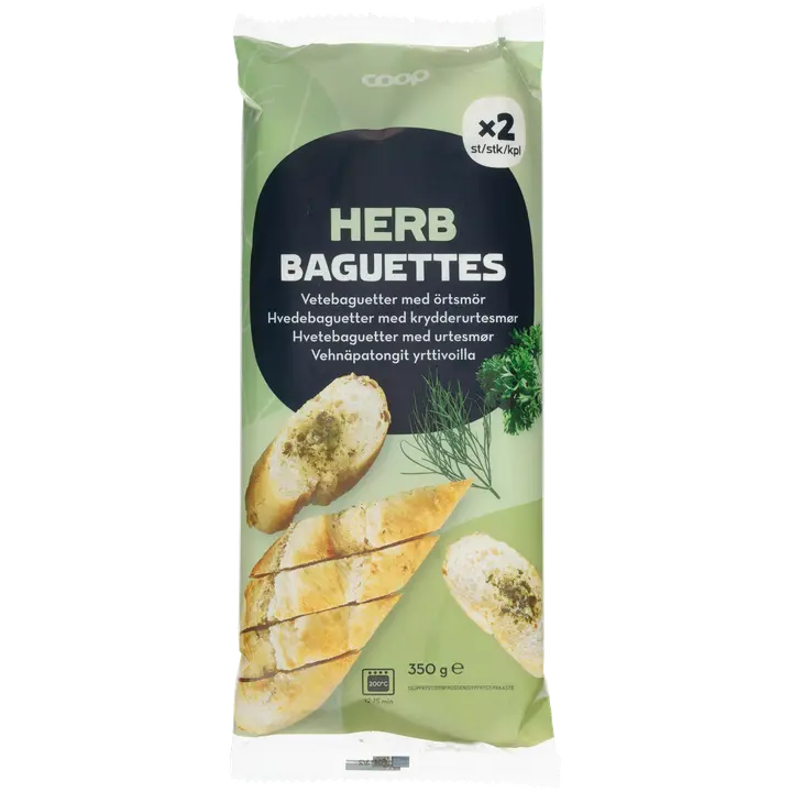 Coop vehnäpatongit yrttivoilla 2 kpl 350 g pakaste