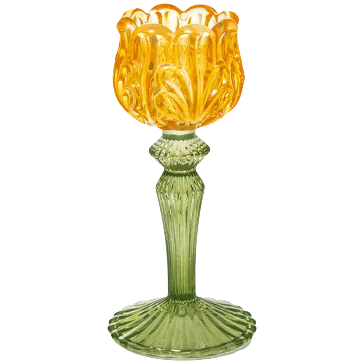 AmandaB kynttilänjalka kukka kelt 18cm