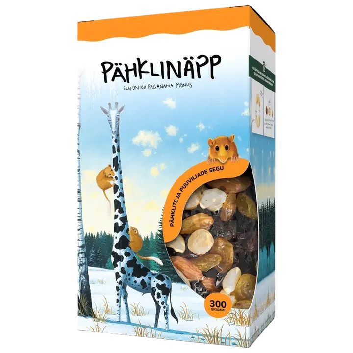 Pähklinäpp pähklite ja puuviljasegu kinkekarbis 300g