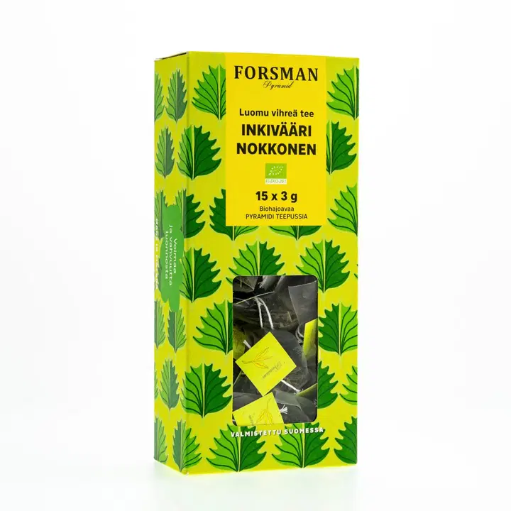 Forsman Pyramid Luomu Inkivääri-Nokkonen maustettu vihreä tee 15x3g