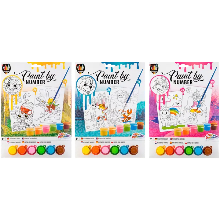 Maalaa numeroiden mukaan kuva, 3 eril.lajit.