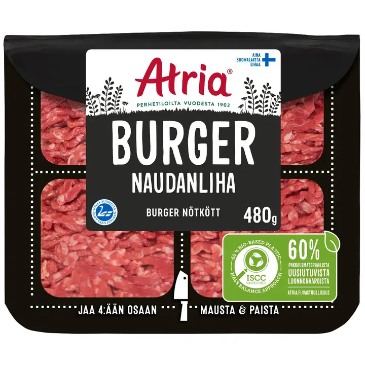 Atria Burger Naudanliha 480g