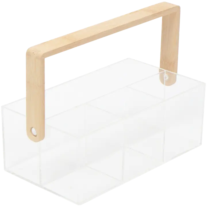 Vannitatarvikute karp bambusest käepidemega