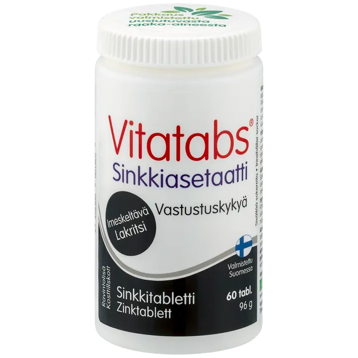 Vitatabs Sinkkiasetaatti sinkkitabletti lakritsi 60 tabl