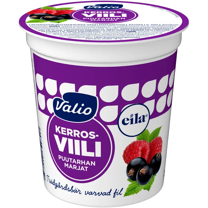 Valio kerrosviili 1 % 200 g puutarhan marjat laktoositon