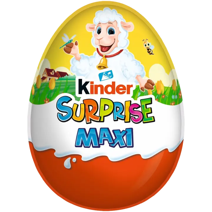 Kinder Maxi Surprise maitosuklaahahmo maitoisalla sisäpinnalla. sisältää lelun 100g pääsiäinen