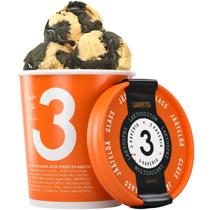 Kolmen Kaverin Jäätelö Laktoositon Lakritsi jäätelö 500ml/400g