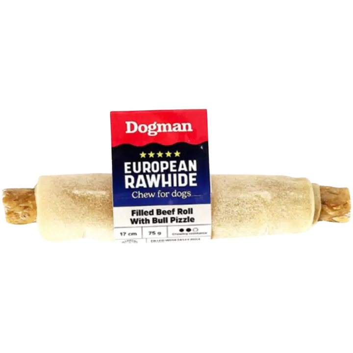 Dogman European Rawhide Beef Roll with Bull Pizzle 17cm 75g