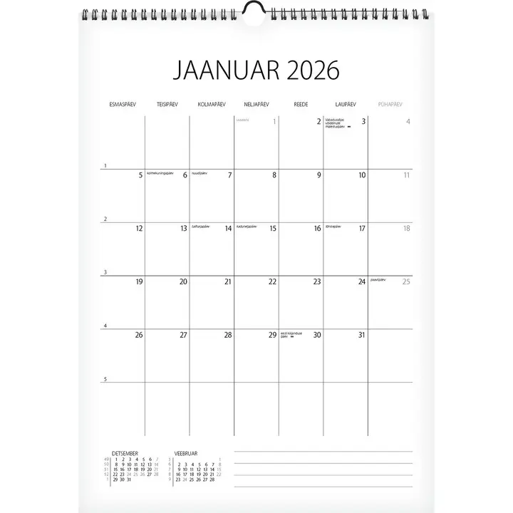 Memokalender, 297 x 210 mm, aasaga spir