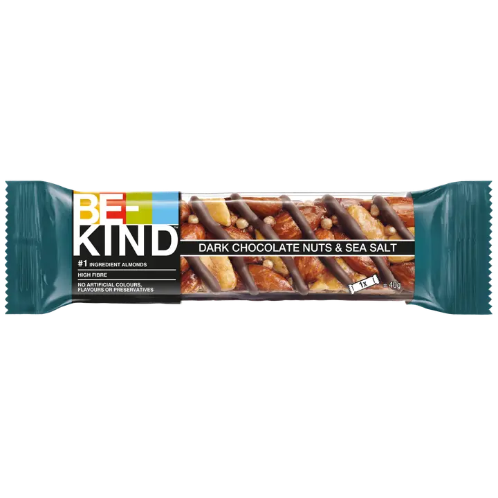 Be-Kind batoon tume šokolaad pähklite ja meresoolaga 40G