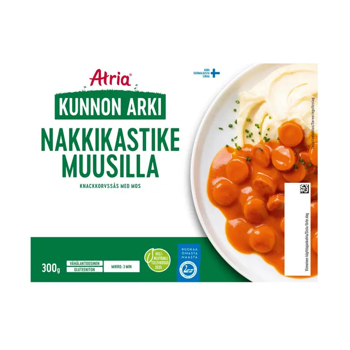 Atria Kunnon Arki Nakkikastike Muusilla 300g