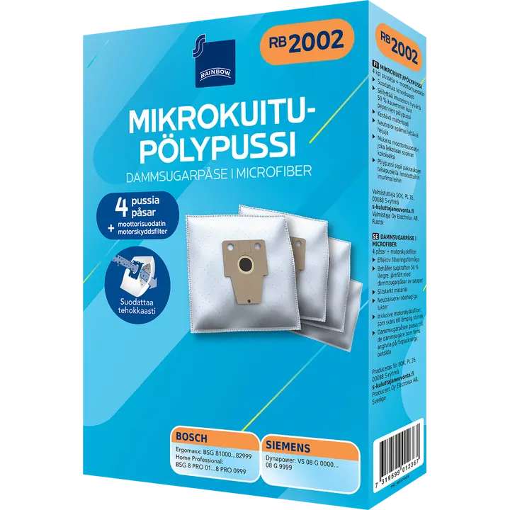 Rainbow pölypussi RB2002 4kpl + moottorisuodatin