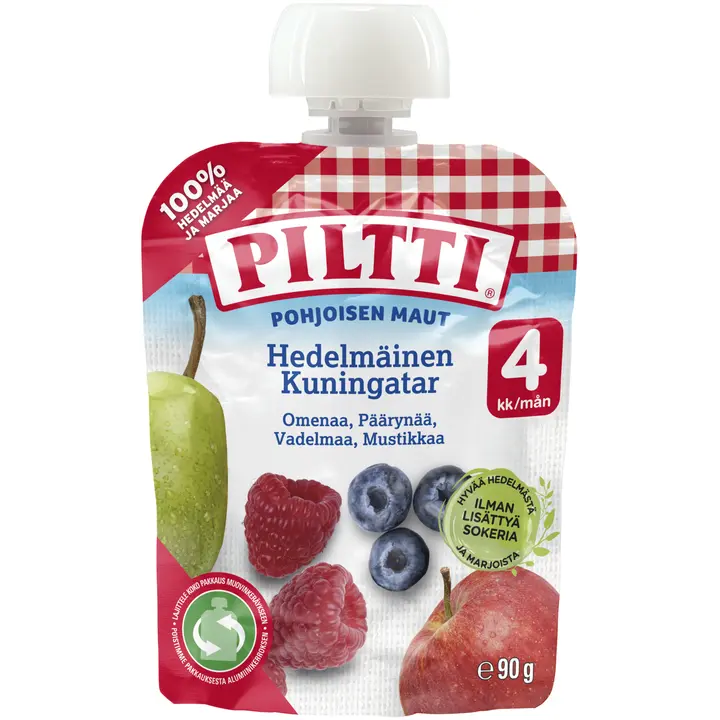 Piltti Pohjoisen maut 90g Hedelmäinen Kuningatar hedelmäsose 4kk annospussi