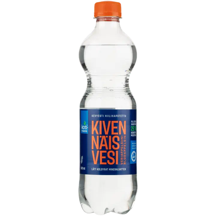 Kotimaista hiilihapotettu Kivennäisvesi veriappelsiini 500 ml