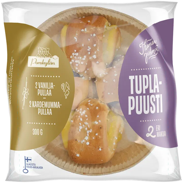 Porokylän Tuplapuusti 300 g vanilja-kardemummatäyte pulla
