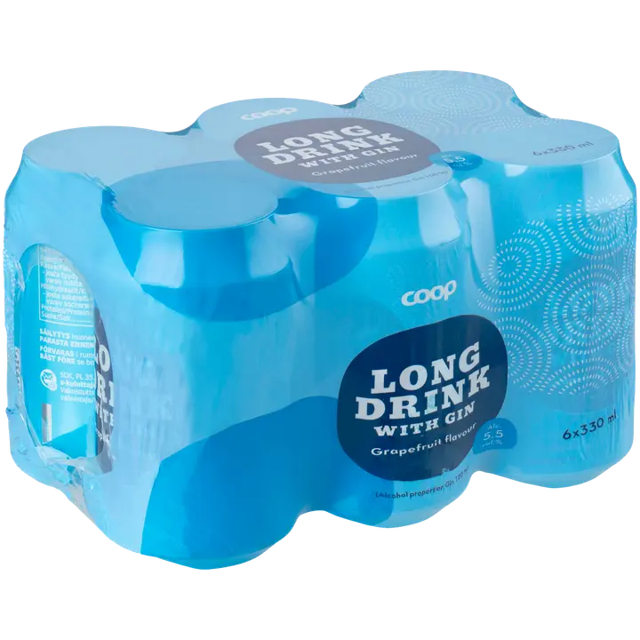 6 x Coop Grapefruit long drink 5,5% 0,33 l tlk