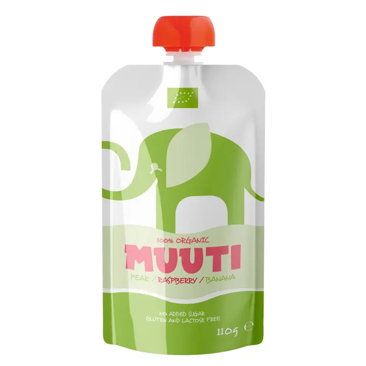 Muuti luomu päärynä vadelma banaani smoothie 110g 6kk