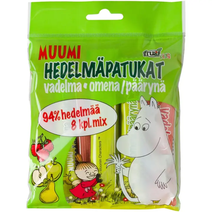 Muumi hedelmäpatukat vadelma ja omena-päärynä 8 kpl 120 g