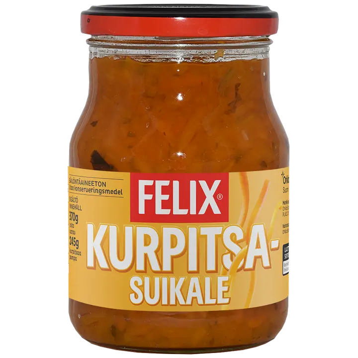 Felix kartanopikkelsi, kurpitsasuikaleita mausteliemessä 370/245g
