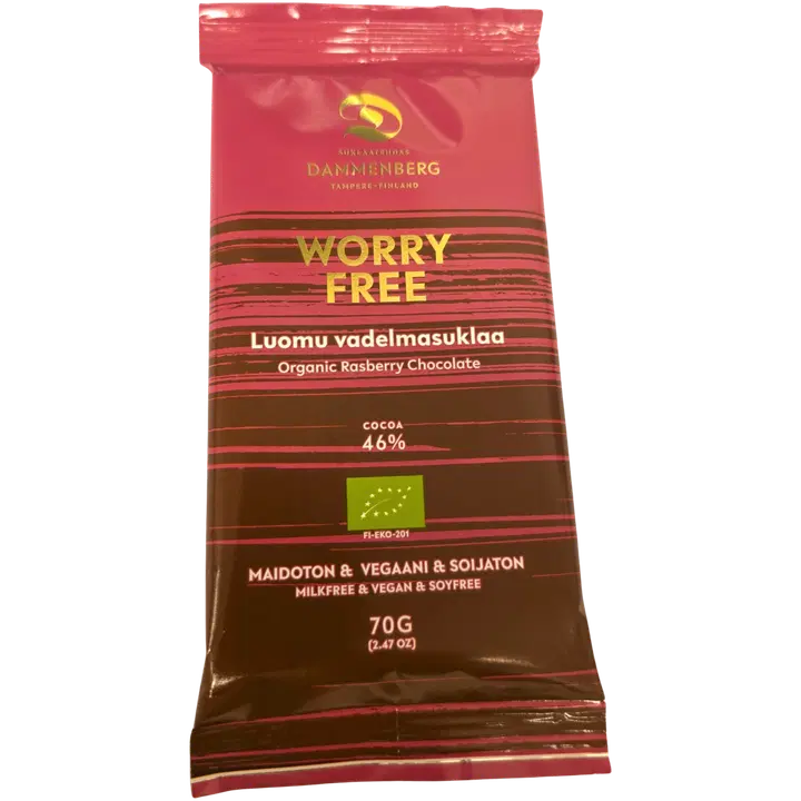 Dammenberg luomu maidoton vadelma suklaalevy 46 % 70g