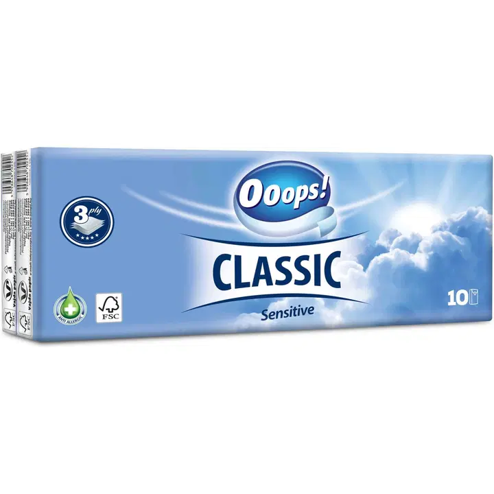 Ooops! Classic Sensitive taskunenäliina 10x10kpl