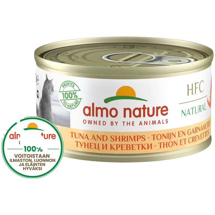 Almo Nature HFC Natural tonnikala & katkarapu kissan täydennysravinto 70 g