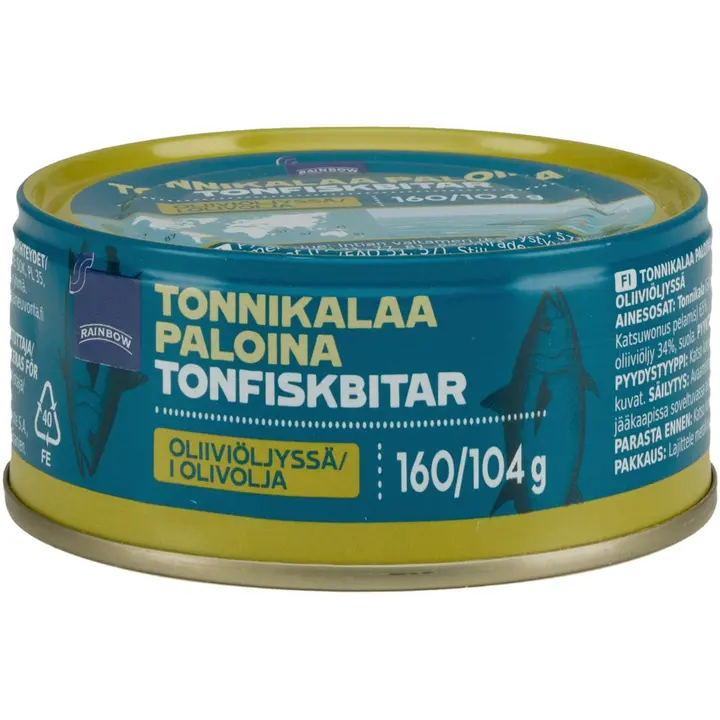 Rainbow 160/104g tonnikalaa paloina oliiviöljyssä