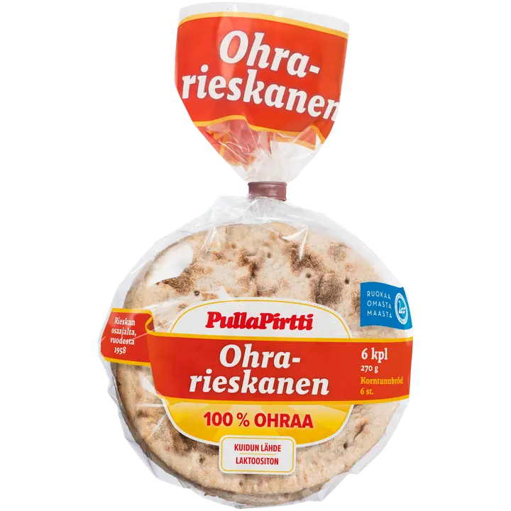 Pulla-Pirtti Ohrarieskanen 6/270 g laktoositon kuitupitoinen ohrarieska