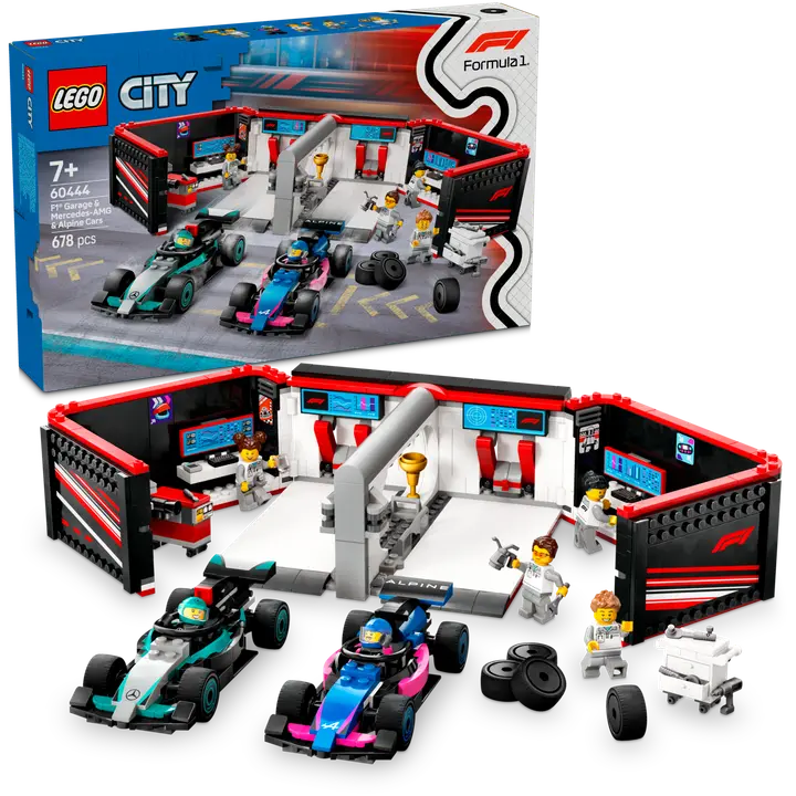 LEGO® City 60444 F1®-talli ja Mercedes-AMG‑ ja Alpine-autot