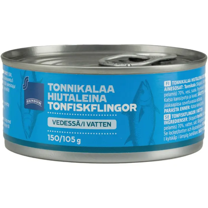 Rainbow 150/105g tonnikalaa hiutaleina vedessä