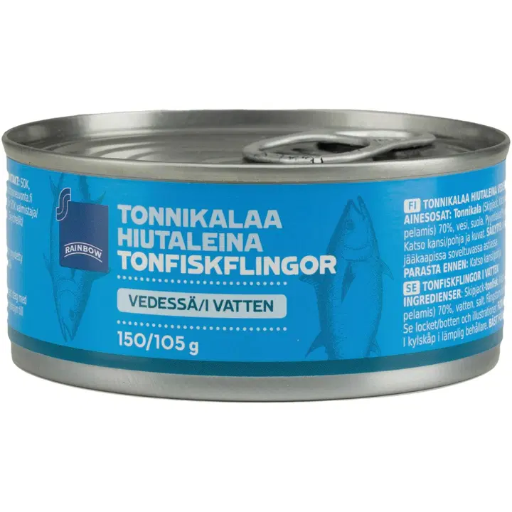 Rainbow 150/105g tonnikalaa hiutaleina vedessä