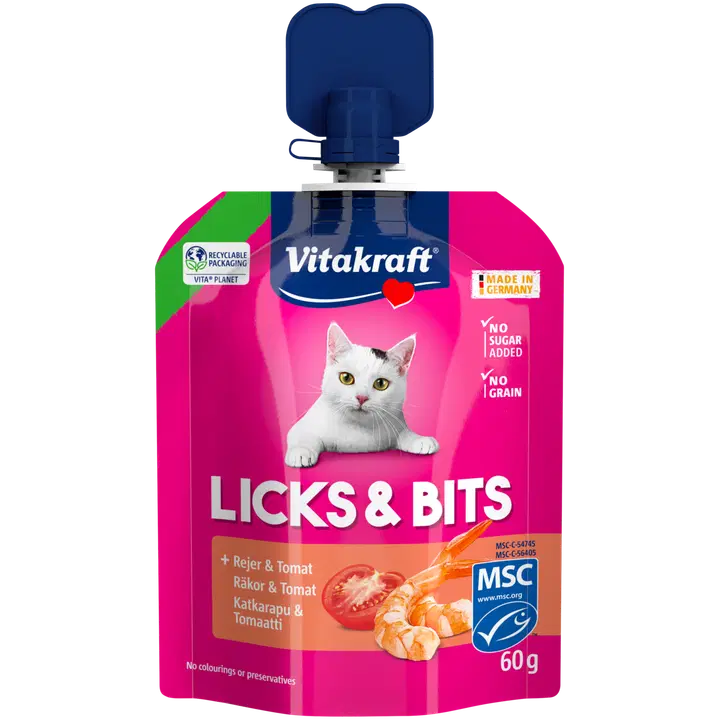 Vitakraft Licks & Bits kissan makupala katkarapu & tomaatti 60g MSC
